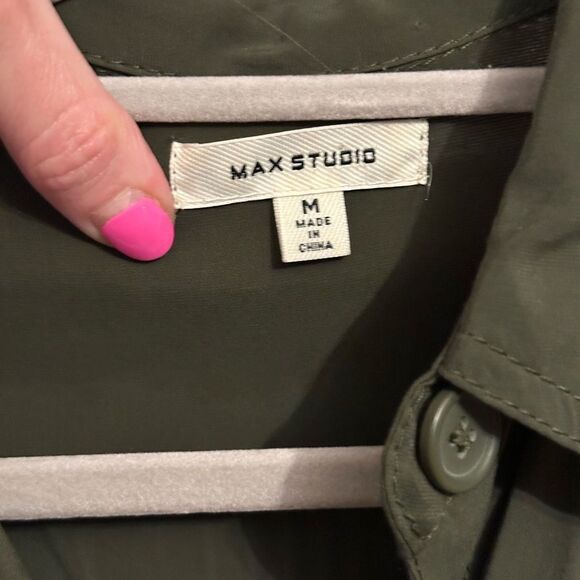 Max Studio Olive Green Button Down Sleeveless Ankle Jumpsuit - Picture 8 of 8